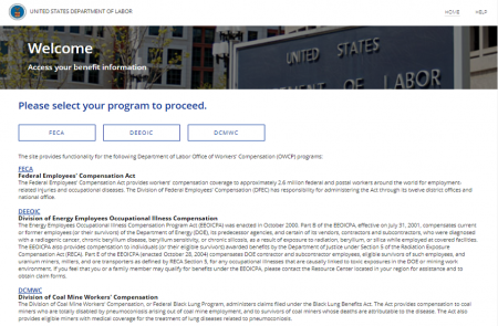 owcp.dol.gov homepage